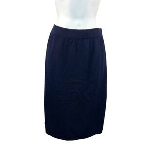 St. John Women's Navy Blue Wool Knit Knee Length Skirt Size 6/ Small